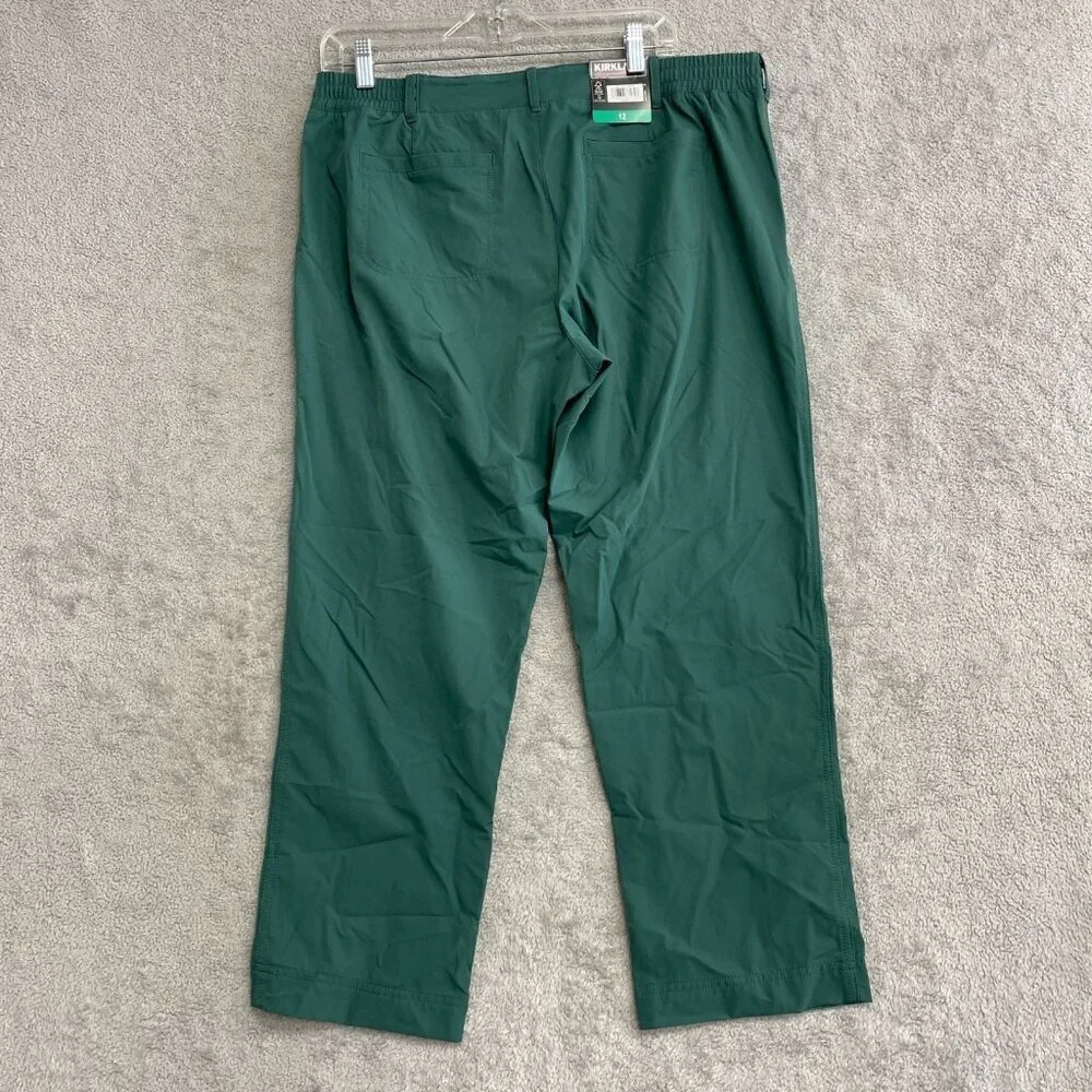 NEW Kirkland Signature Traveler Pants Women's 12 Green Pull-On Stretch M0020